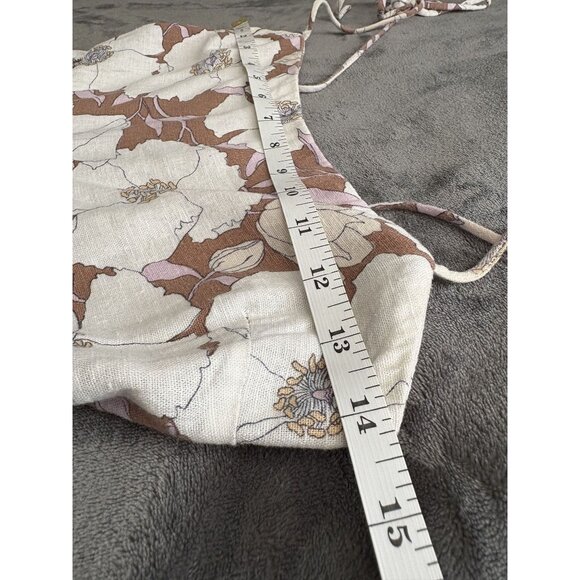 Abercrombie & Fitch Floral Tiered Dress S Brown White Linen Blend Y2k Sundress - Picture 9 of 11